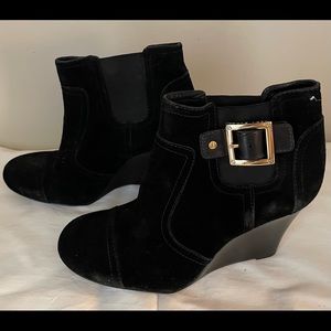 Tory Burch black suede wedge booties 9.5